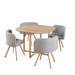 SALLE A MANGER 1 TABLE BOIS + 4 CHAISES GRIS 112089