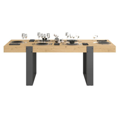 Table Travis 220cm Chêne Gris Foncé | Pieds Métal