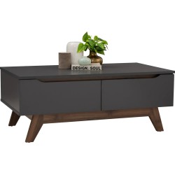TABLE BASSE 2 TIROIRS NOIR 133114