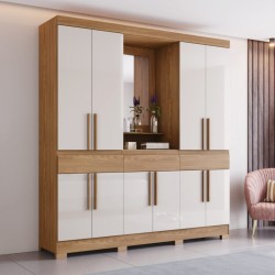 ARMOIRE 10P /MIROIR BEIGE BOIS 2000 × 2150 × 465 B374-127 ARM-B374-127
