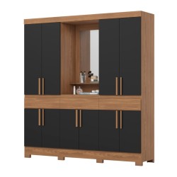 ARMOIRE 10P /MIROIR NOIR BOIS 2000 × 2150 × 465 B374-215 ARM-B374-215
