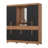 ARMOIRE 10P /MIROIR NOIR BOIS 2000 × 2150 × 465 B374-215 ARM-B374-215