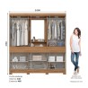 ARMOIRE 10P /MIROIR NOIR BOIS 2000 × 2150 × 465 B374-215 ARM-B374-215