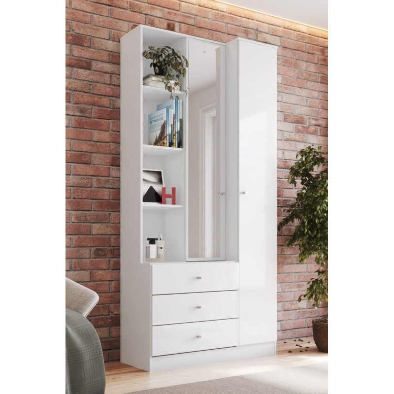 ARMOIRE 1P/MIROIR BLANC 800 × 1805 × 460 D332-10 DOHA ARM-D332-10