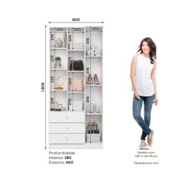ARMOIRE 1P/MIROIR BLANC 800 × 1805 × 460 D332-10 DOHA ARM-D332-10