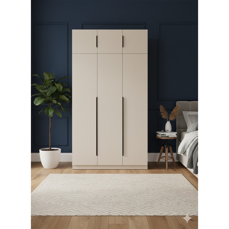 ARMOIRE 3P 1200 × 2400 × 600 A801-3 MDF/METAL BEIGE ARM-A801-3
