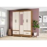ARMOIRE 5P/2T/ BOIS-CREME/MIROIR 1455 × 2000 × 465 B60-127 ARM-B60-127