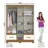 ARMOIRE 5P/2T/ BOIS-CREME/MIROIR 1455 × 2000 × 465 B60-127 ARM-B60-127