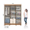 ARMOIRE 6P/3T/MIROIR/ BEIGE-BOIS B23-127 1630 × 2005 × 465 ARM-B23-127