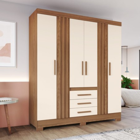 ARMOIRE BEIGE BOIS 3TIOIRS 1600 × 2000 × 465 B375-127 ARM-B375-127