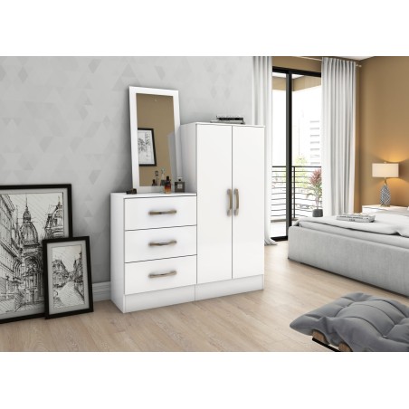 ARMOIRE COMMODE 2P/3T BOIS MIROIR 1150 × 1580 × 340 B700-10 ARM-B700-110