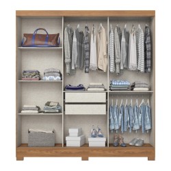 ARMOIRE COULISSANTE /MIROIR BEIGE BOIS 2000 × 2150 × 480 B376-127 ARM-B376-127