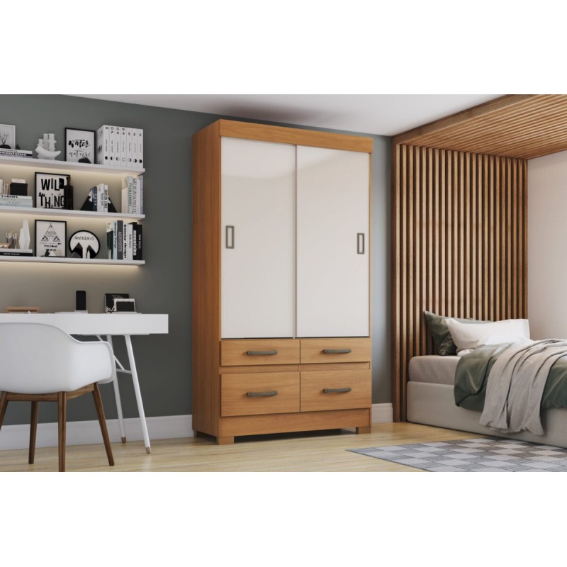 ARMOIRE COULISSANTE 2P/4T/ BEIGE/BOIS 1095 × 2005 × 485 BE25-227 ARM-BE25-227