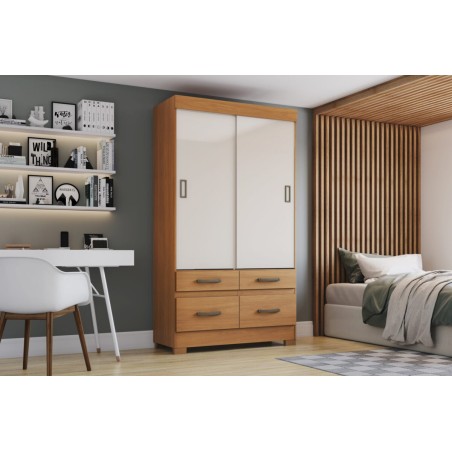 ARMOIRE COULISSANTE 2P/4T/ BEIGE/BOIS 1095 × 2005 × 485 BE25-227 ARM-BE25-227