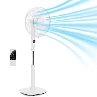 Ventilateur sur Pied 40cm avec Télécommande - Blanc