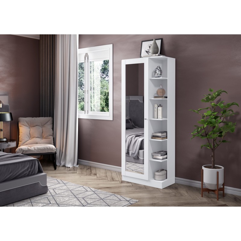 ARMOIRE DE RANGEMENT 1P /MIROIR BLANC 690 × 1790 × 335 D182-05 ARM-D182-05