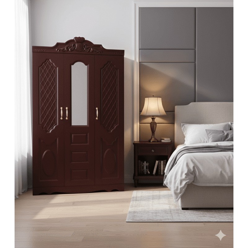 ARMOIRE FER 3 PORTES DB004-3 BURGUNDY ARM-FER-3P MARRON
