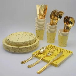 ASSIETTE A POIS 23CM ARGENT/OR/ROSE GOLD/ROSE/JAUNE/ROUGE PAQUET DE 10PCES ASSIETTEPOIS-23CM