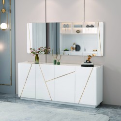 BAHUT BLANC DORE 1800 × 400 × 700 92176 BAHUT- 92176