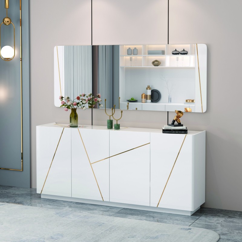 BAHUT BLANC DORE 1800 × 400 × 700 92176 BAHUT- 92176