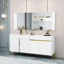 BAHUT BLANC DORE 1800 × 400 × 700 92374 BAHUT- 92374