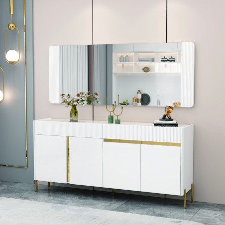 BAHUT BLANC DORE 1800 × 400 × 700 92374 BAHUT- 92374