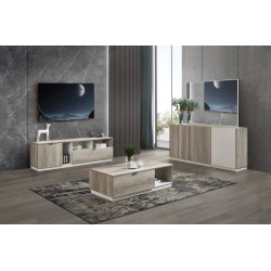 BAHUT DZ38 GRIS BOIS M58/M40 1800 × 400 × 850 AVEC MIROIR 1400 × 1000 × 20 DZ36GRIS-BAHUT