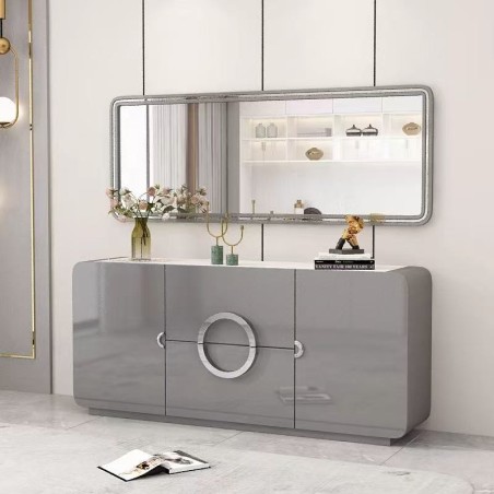 BAHUT GRIS ARGENT 1800 × 400 × 700 92756 BAHUT- 92756