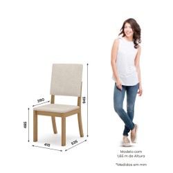 CHAISE BOIS MILLA 415 × 945 × 535 BEIGE S35-502 CHAISE-S35-510