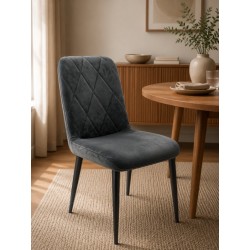 CHAISE GRISE X71 92 × 42 × 47 ASSISE VELOURS/PIED EN FER CHAISE-X71GRIS