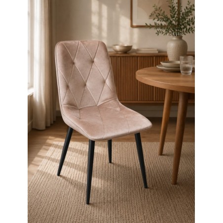 CHAISE S51 BEIGE ASSISE VELOURS/PIED EN FER 87 × 48 × 45 CHAISE-S51BEIGE