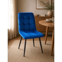 CHAISE S51 BLEU ASSISE VELOURS/PIED EN FER 87 × 48 × 45 CHAISE-S51BLEU