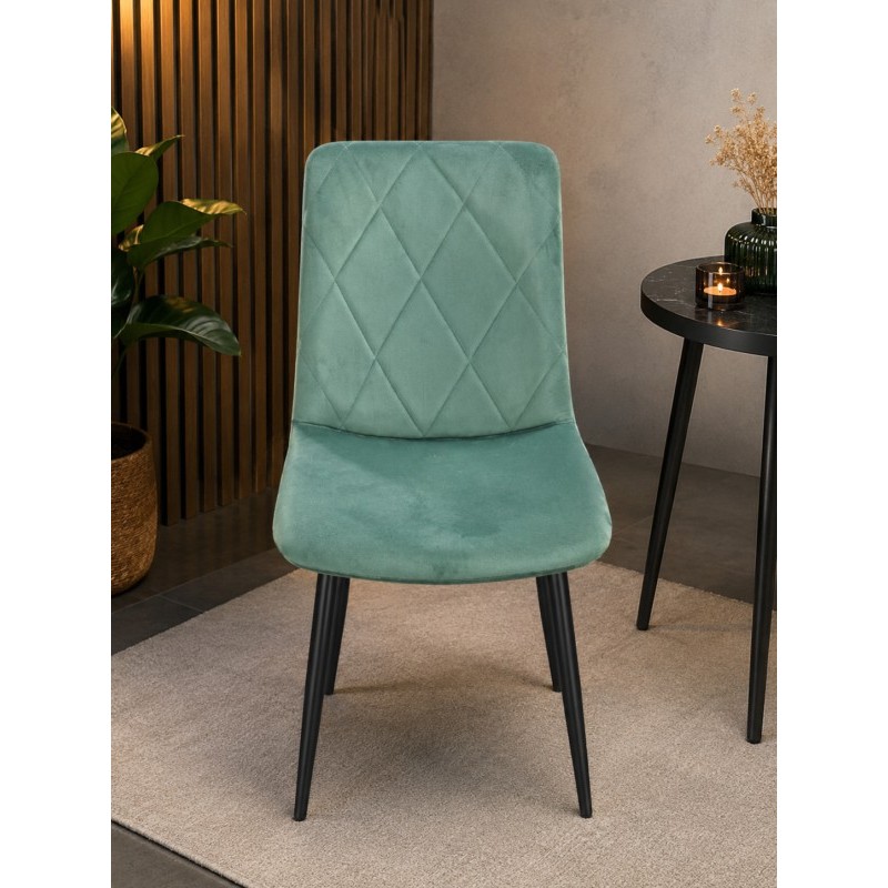 CHAISE VERTE X71 92 × 42 × 47 ASSISE VELOURS/PIED EN FER CHAISE-X71VERT