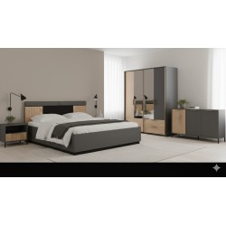 CHAMBRE A COUCHER 1600 × 200 ASHA LIT+1TDC+BUFFET+ARMOIRE (LIT AVEC COFFRE) CHAMBRE-ASHA