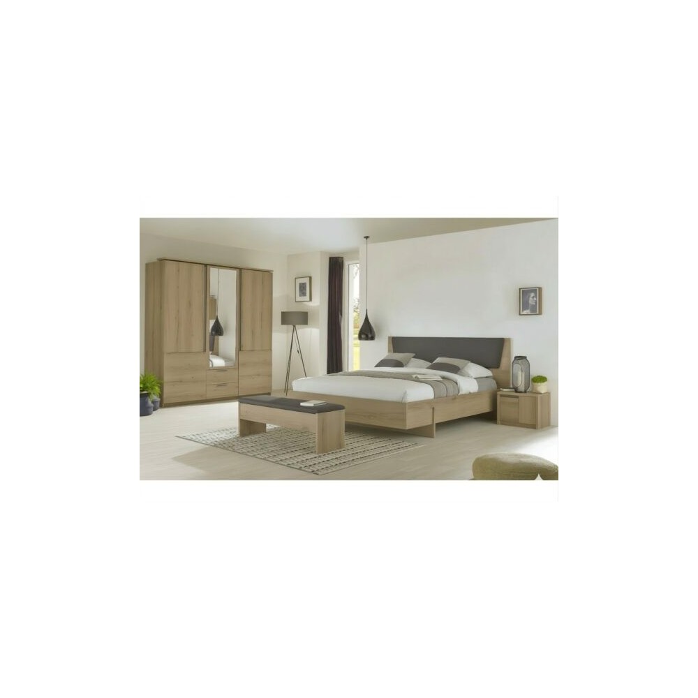 CHAMBRE A COUCHER UL9EU1048 LIT160/2CHEVET/BANC+ARMOIRE 3 PORTE