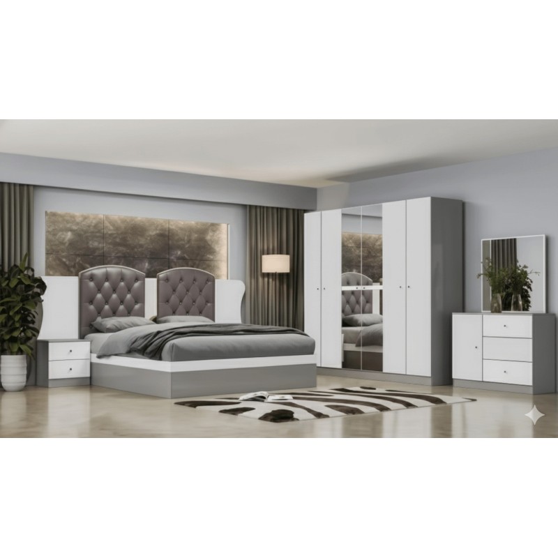 CHAMBRE A COUCHER UL-LR00048-5 LIT160/2CHEVET/COIF +ARMOIRE 6P CHAMBRE-ULR00048-5