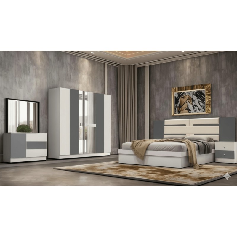 CHAMBRE A COUCHER UL-LR00078 LIT160/2CHEVET/COIF +ARMOIRE CHAMBRE-ULR00078