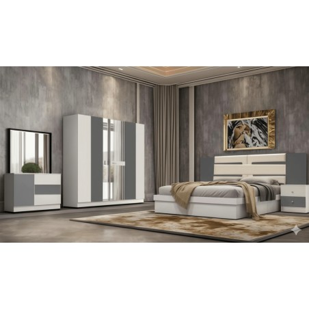 CHAMBRE A COUCHER UL-LR00078 LIT160/2CHEVET/COIF +ARMOIRE CHAMBRE-ULR00078