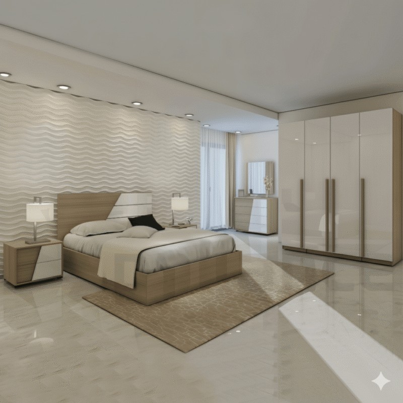 CHAMBRE A COUCHER UL23FD0712 LIT160/2CHEVET/COIF +ARMOIRE 4 PORTE CHAMBRE-UL23FD0712