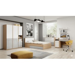 CHAMBRE A COUCHER UL25BE0201 LIT140 × 200/COMMODE/1CHEVET/ARMOIRE 3PORTES /BUREAU CHAMBRE-UL25BE0201