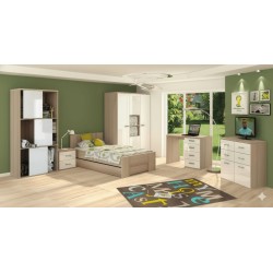 CHAMBRE A COUCHER UL25BE0205 LIT120 × 200/COMMODE/1CHEVET/ARMOIRE 3PORTES /BUREAU /BIBLIOTHEQUE CHAMBRE-UL25BE0205