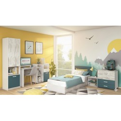 CHAMBRE A COUCHER UL25BE0206 LIT120 × 200/COMMODE/1CHEVET/ARMOIRE /BUREAU /BIBLIOTHEQUE CHAMBRE-UL25BE0206