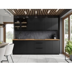 CUISINE SIENA 260 CM, COLORIS NOIR, AVEC PLAN DE TRAVAIL ASSORTI NOIR CUIS-SIENANOIR