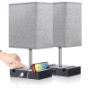 LAMPE DE TABLE USB A+C GRIS CHARGEABLE LZ002 AVEC REPOSE TEL LAMPE-LZ002