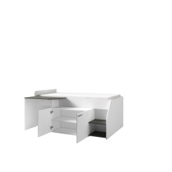 LIT AVEC BUREAU INTEGRE ET RANGEMENT MULTI BLANC LIT-MULTI