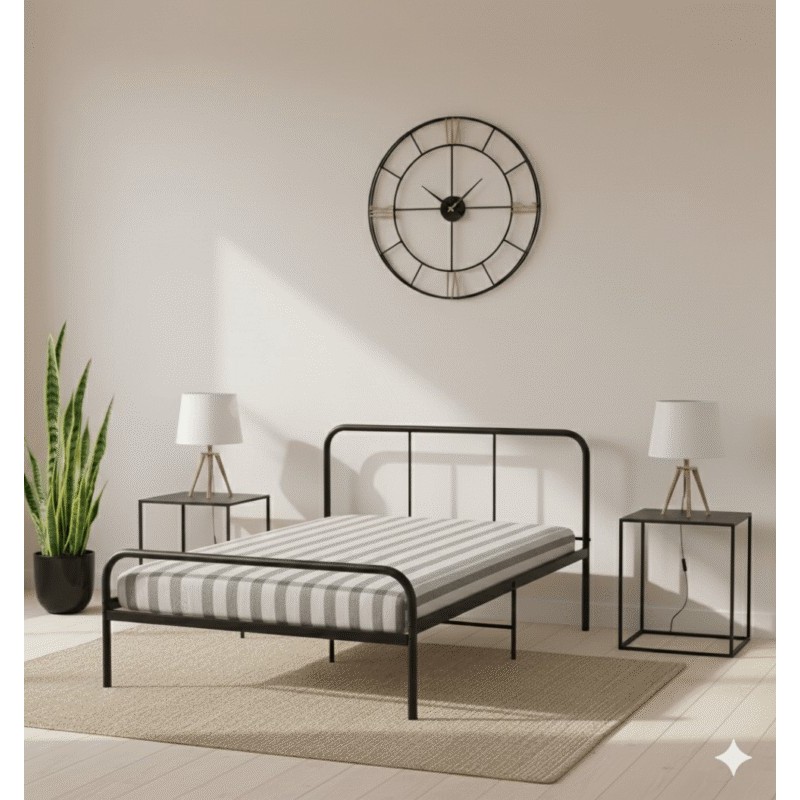 LIT EN FER FORGE 140 × 190 NOIR LITFERNOIR-140