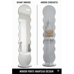 MIROIR SUR PIED AVEC PORTE MANTEAU GRIS 6096 MIR-6096