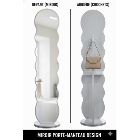 MIROIR SUR PIED AVEC PORTE MANTEAU GRIS 6096 MIR-6096