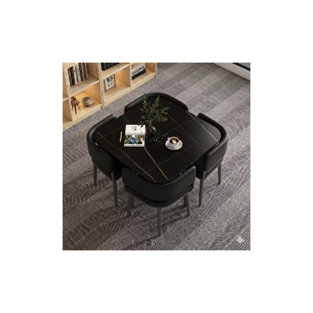 TABLE RESTAURANT NOIRE AVEC 4 CHAISES 336