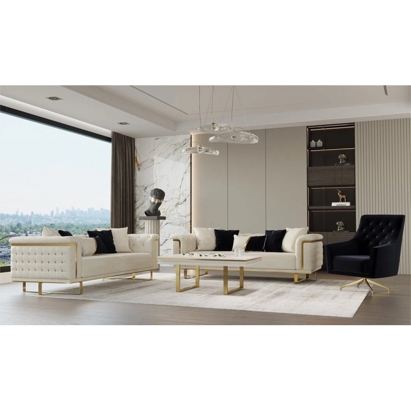 SALON 3+3+1 BEIGE DORE NOIR VANESA SALON-VANESA